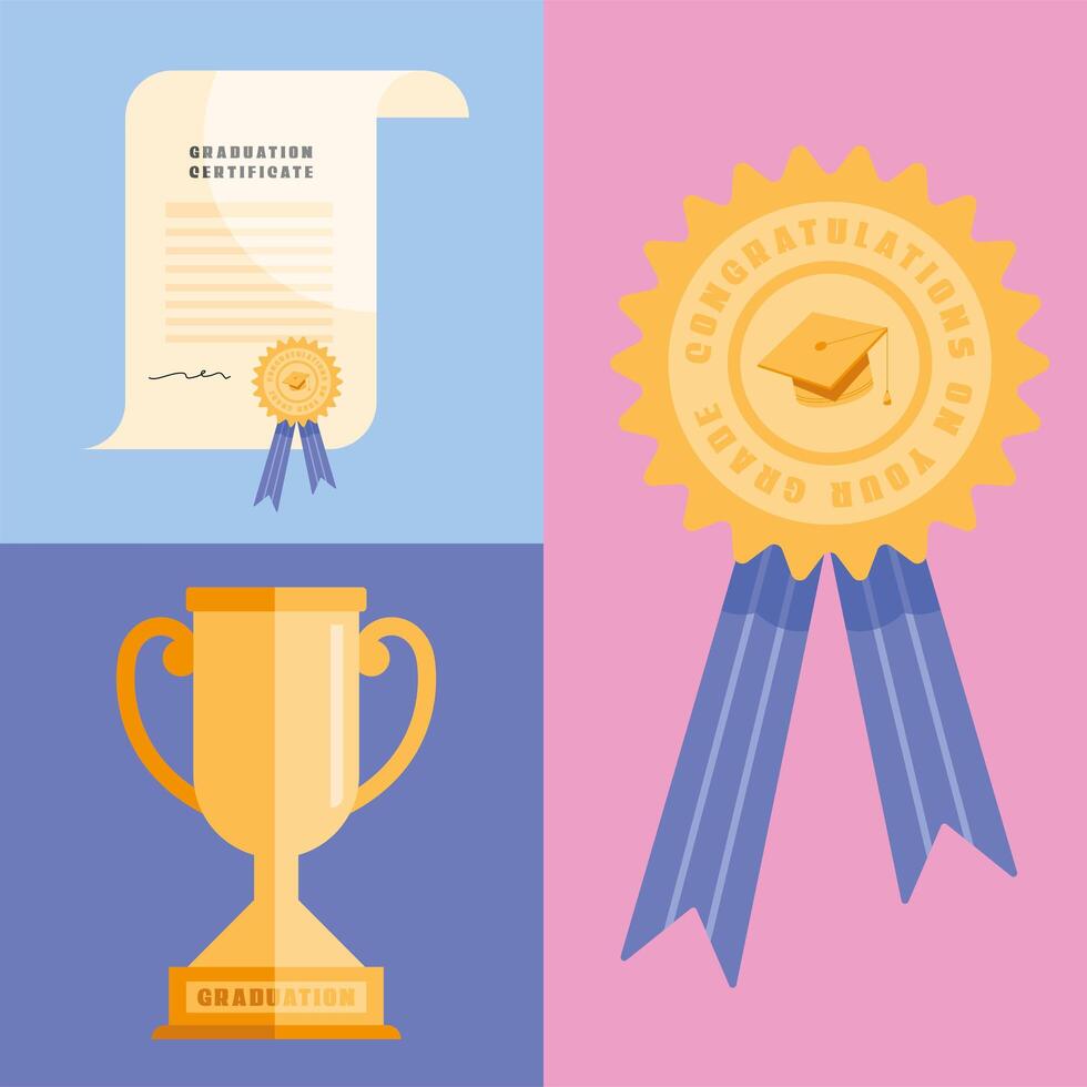 three graduation icons vector