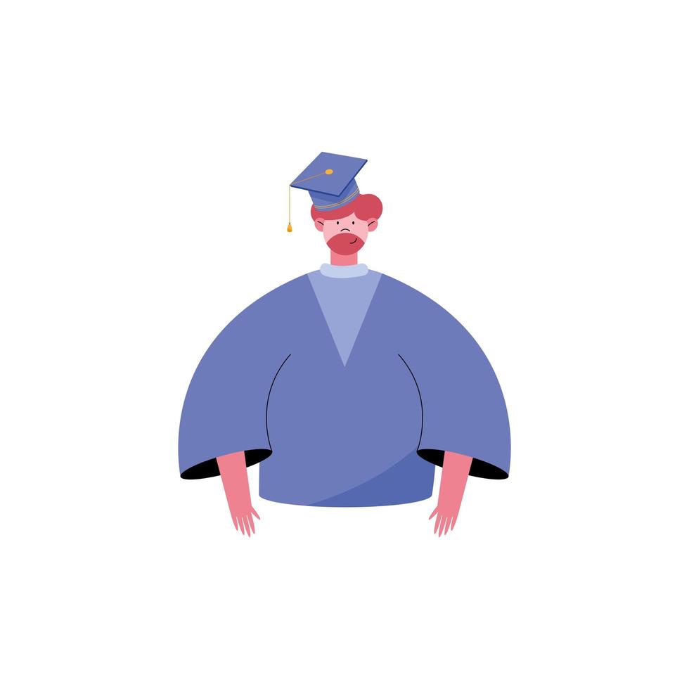 bearded man graduate character vector