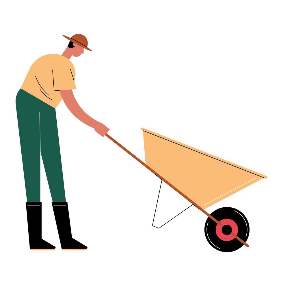 farmer with wheelbarrow vector