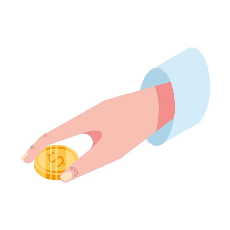 mano con moneda vector