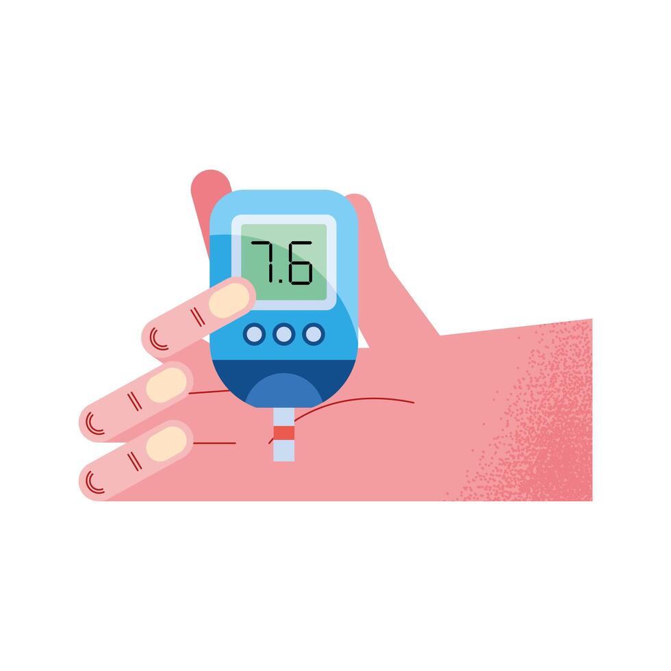 hand with glucometer vector