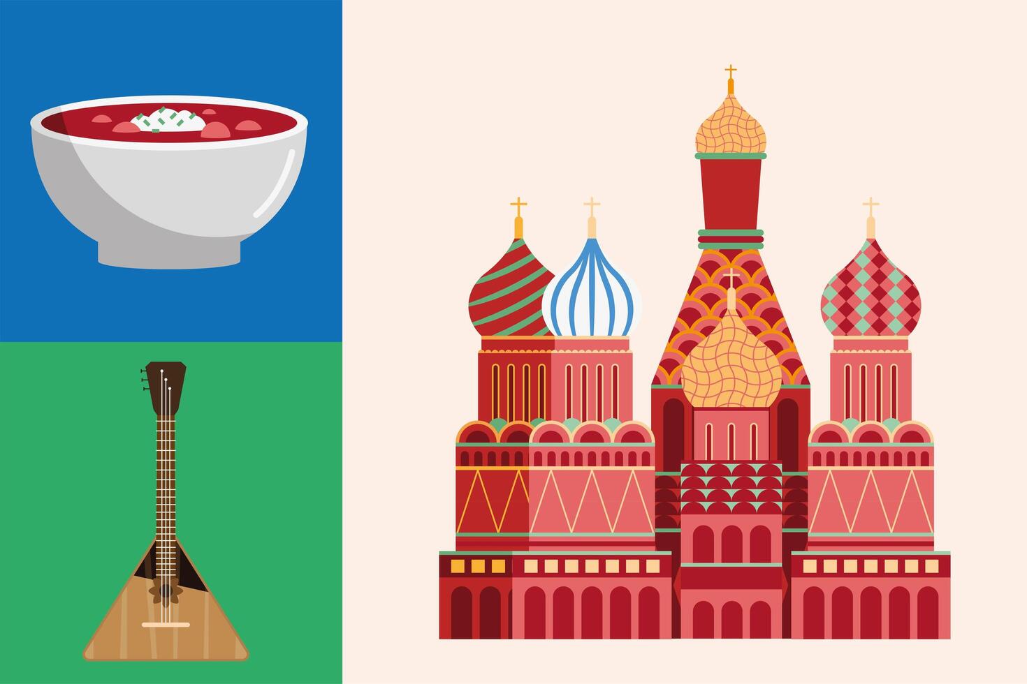 rusia country three icons vector
