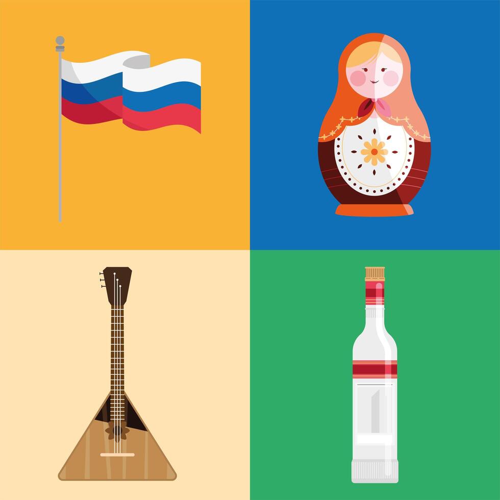 four rusia country icons vector