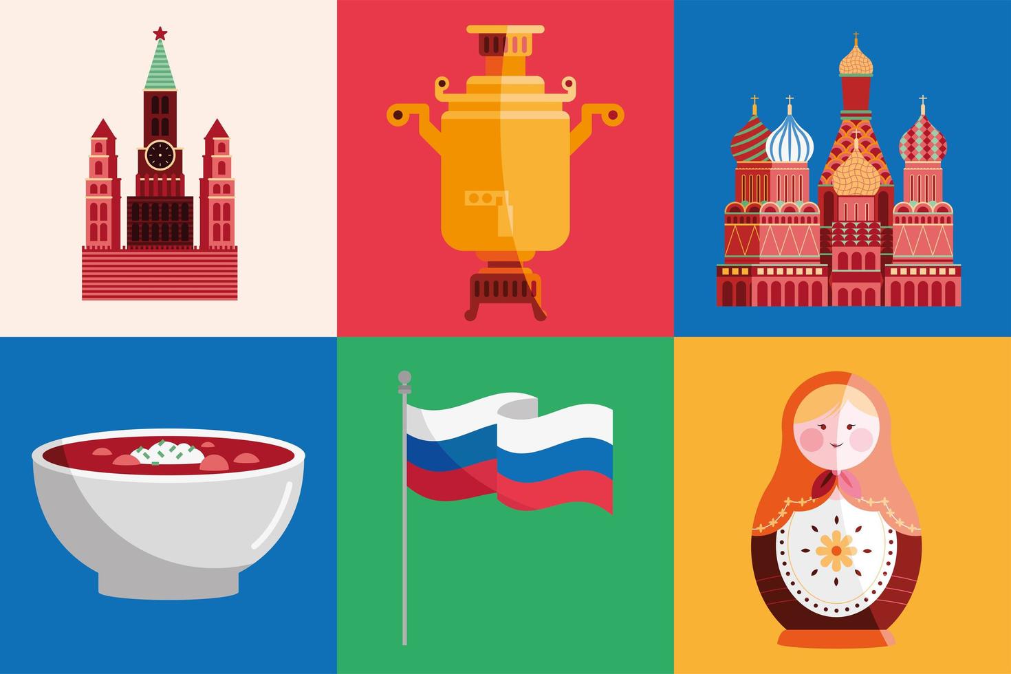 seis iconos de países de rusia vector