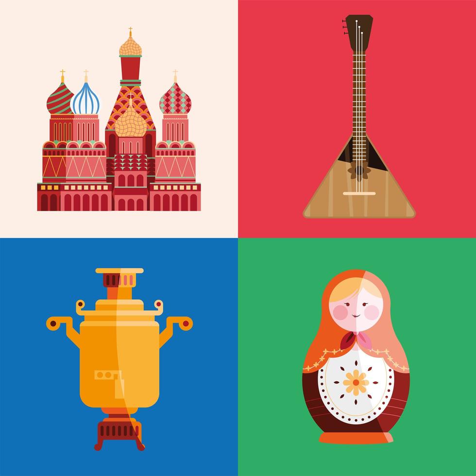 rusia country four items vector