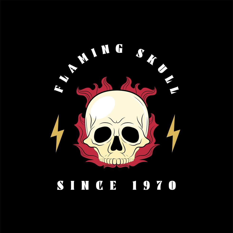 flaming skull retro poster vector