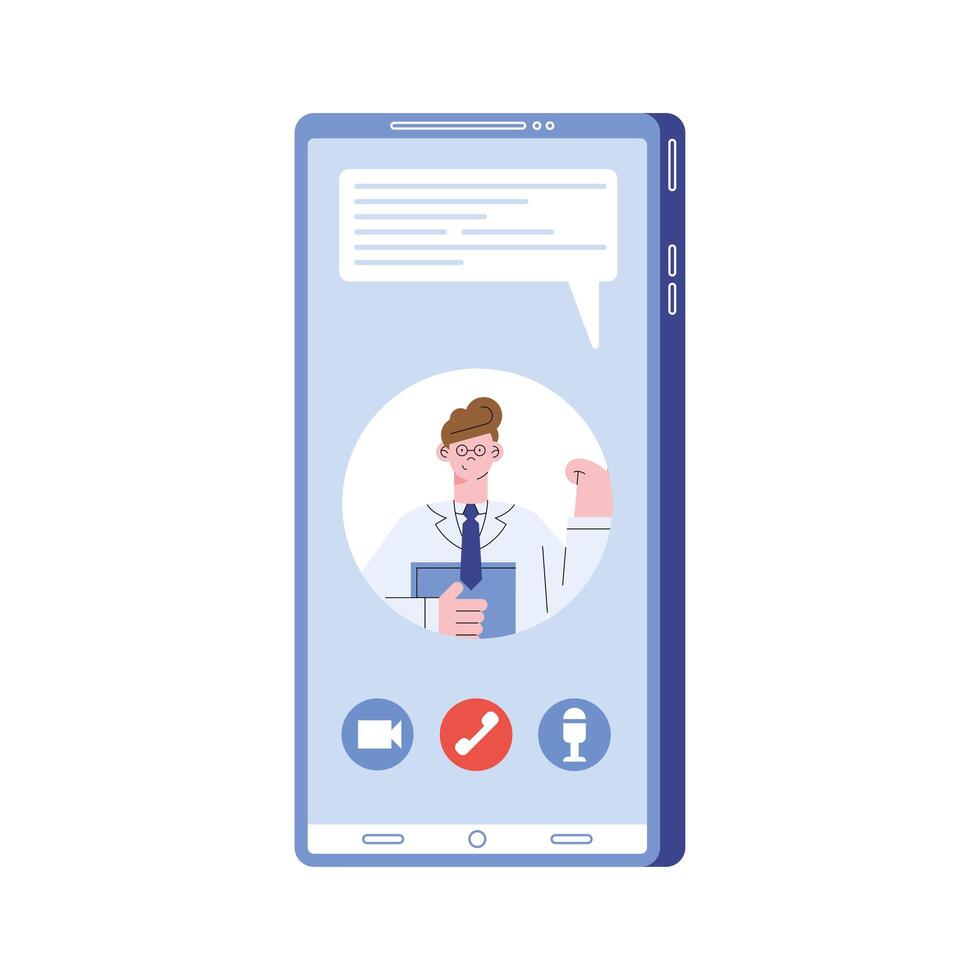 doctor in smartphone telemedicine vector