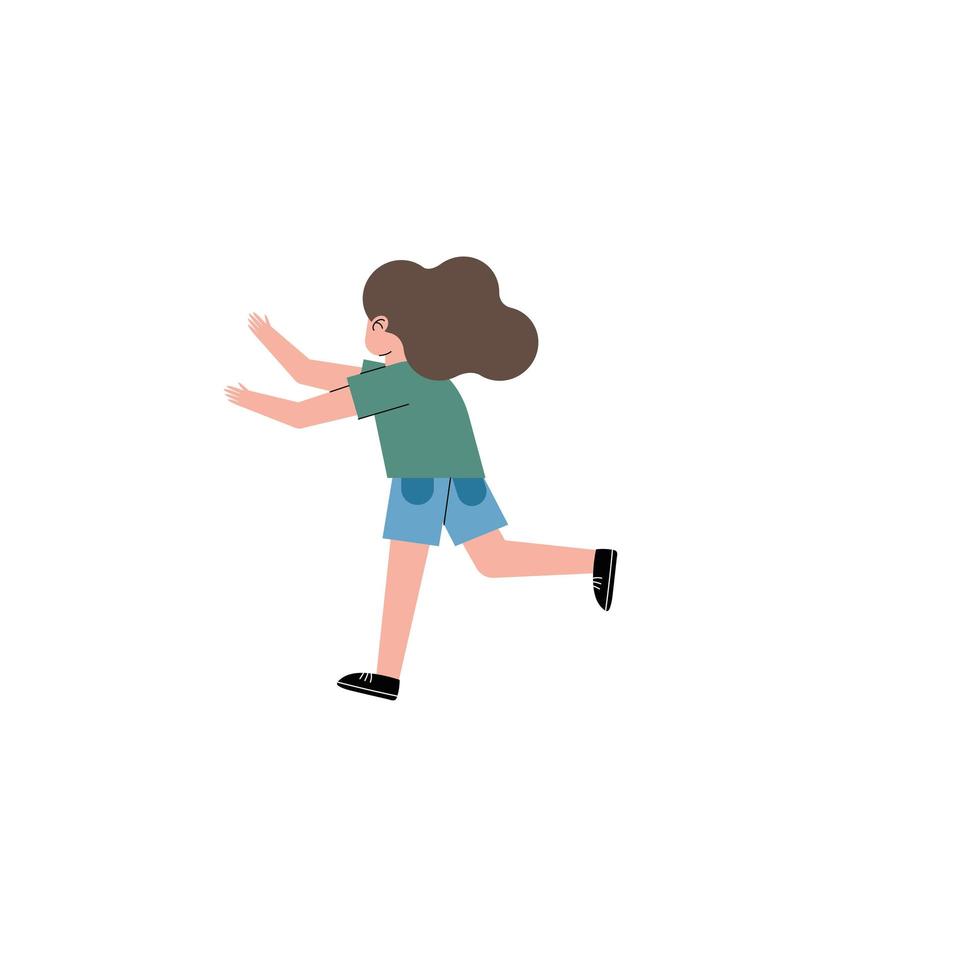 happy little girl running vector