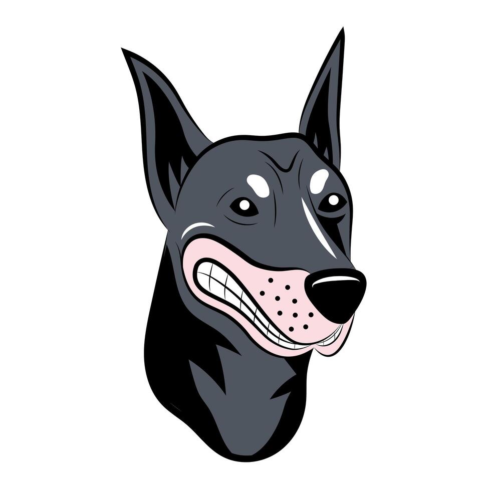 etiqueta engomada del perro doberman vector