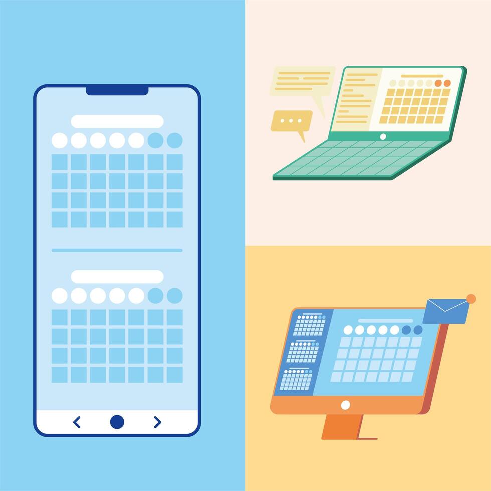 planned three devices vector