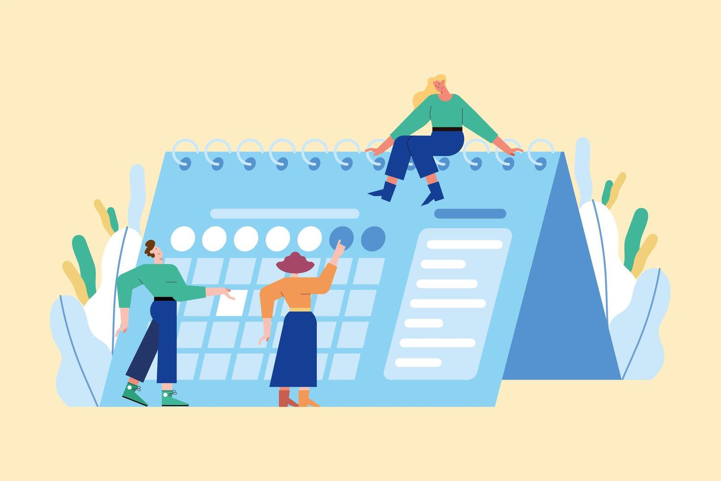 people planned in calendar vector