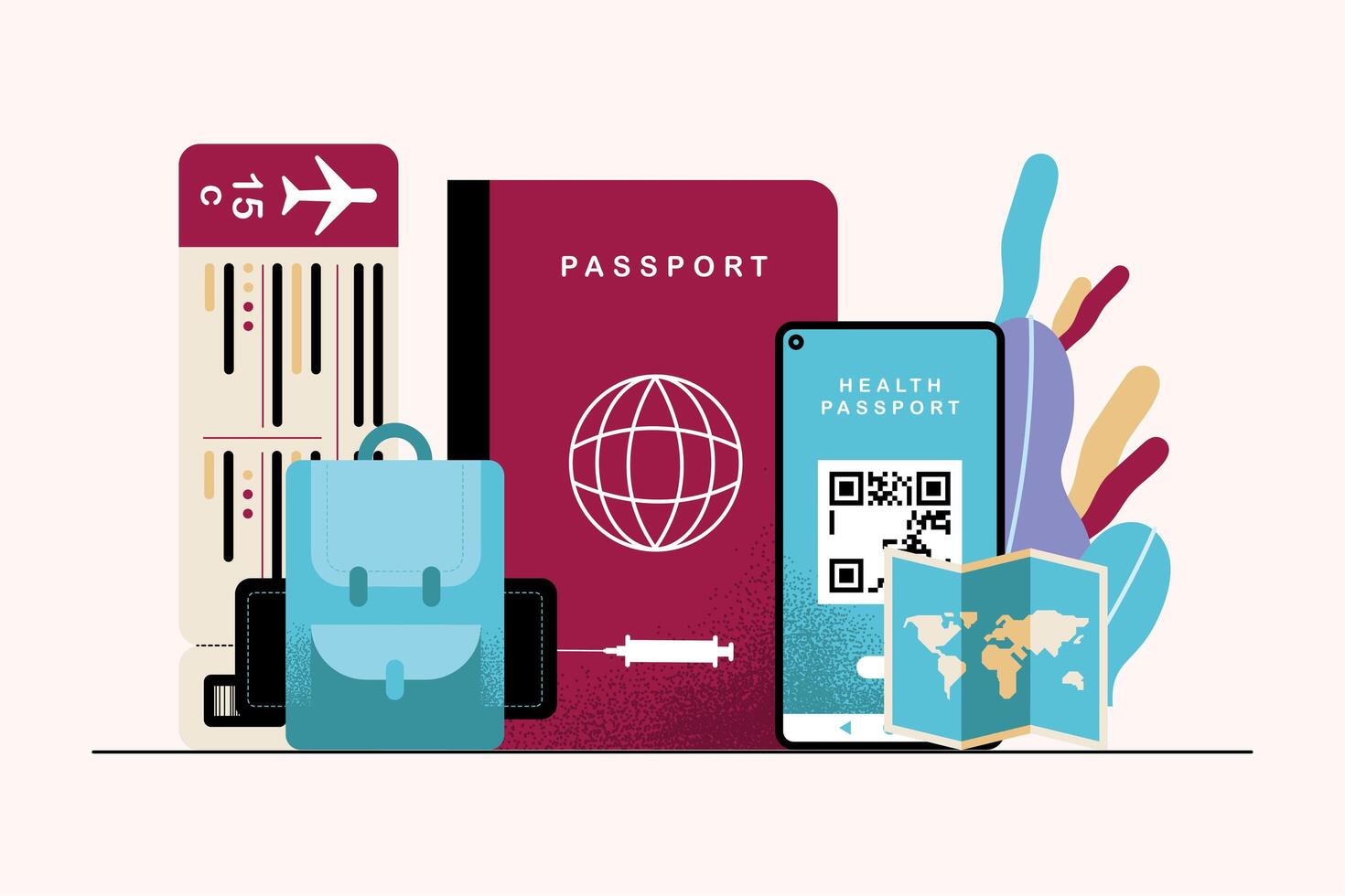 digital health passport icons vector