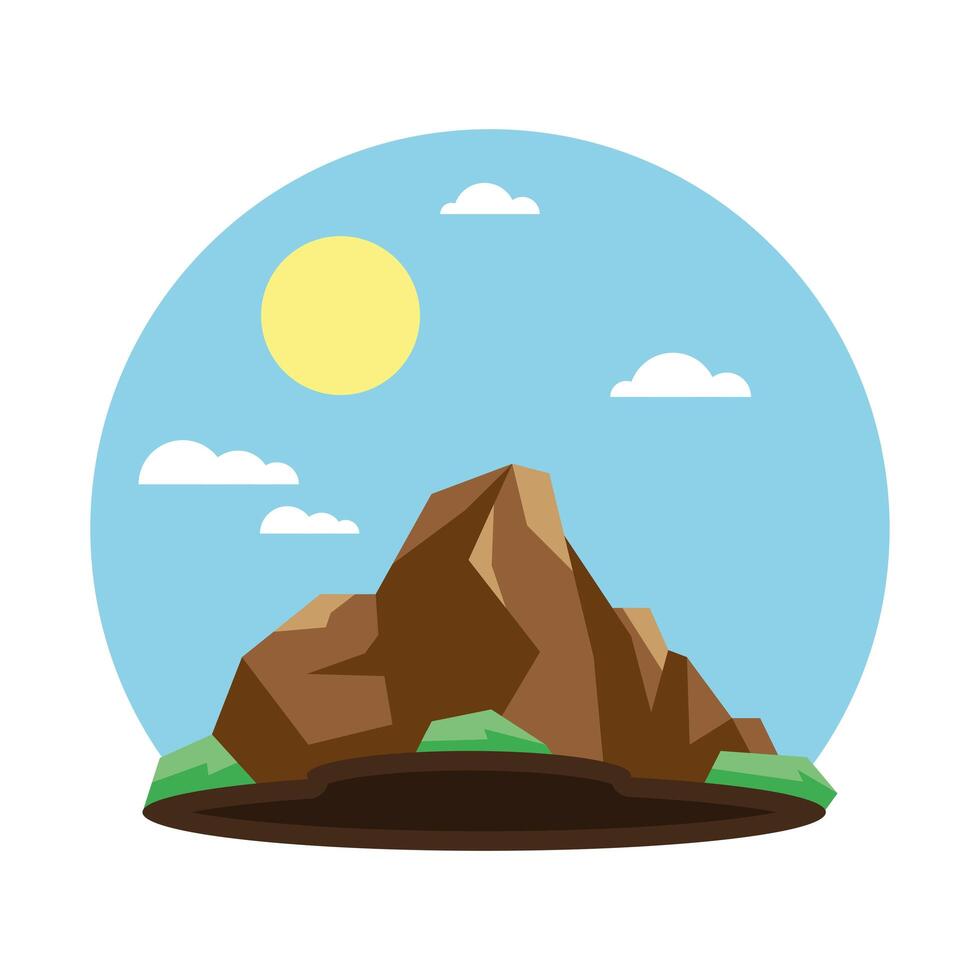 mountain and sun scene vector