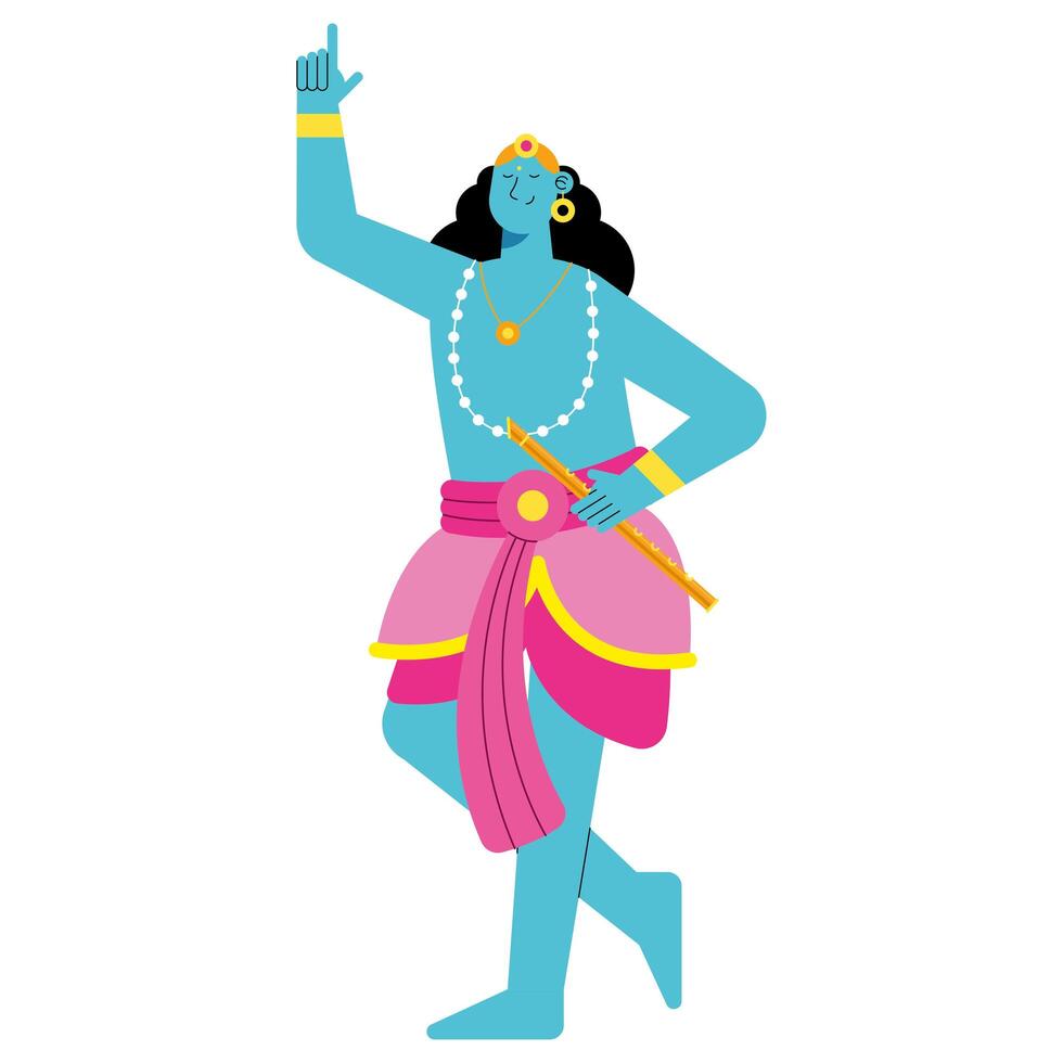 lord krishna standing blue vector