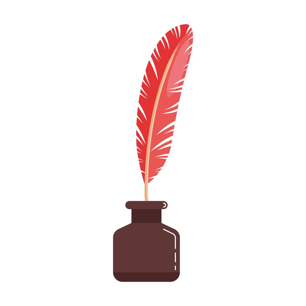 ink bottle and feather vector