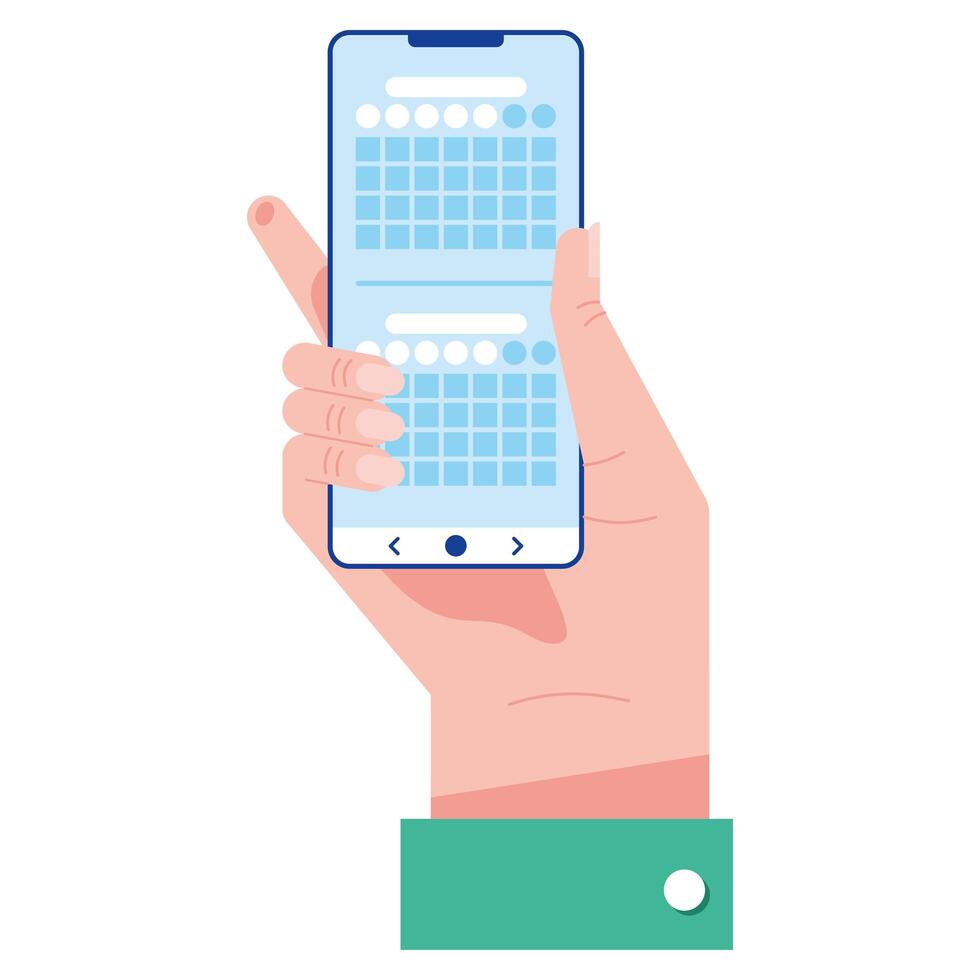 hand with smartphone planning vector