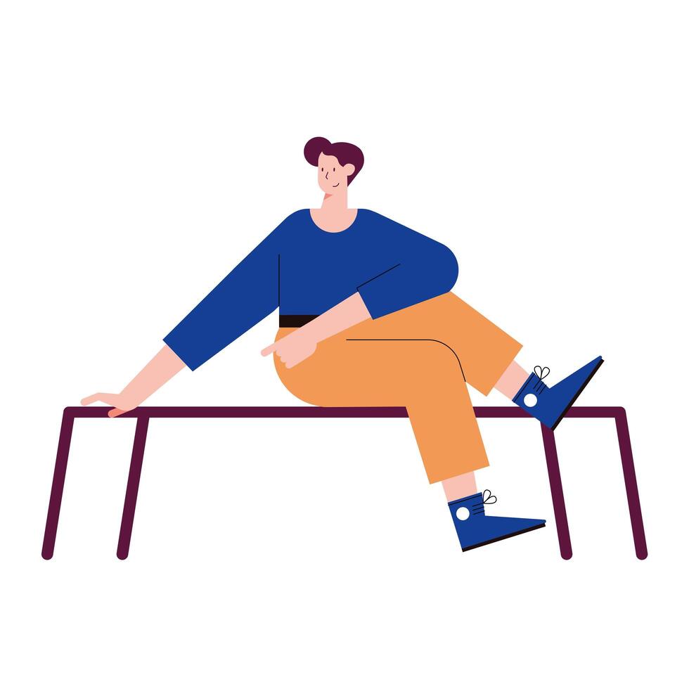 man seated in bench vector