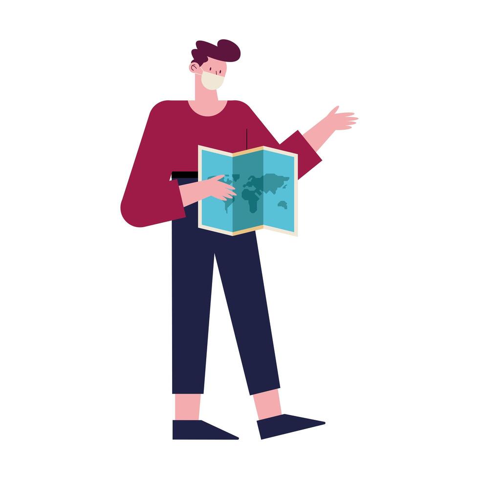 man wearing face mask vector