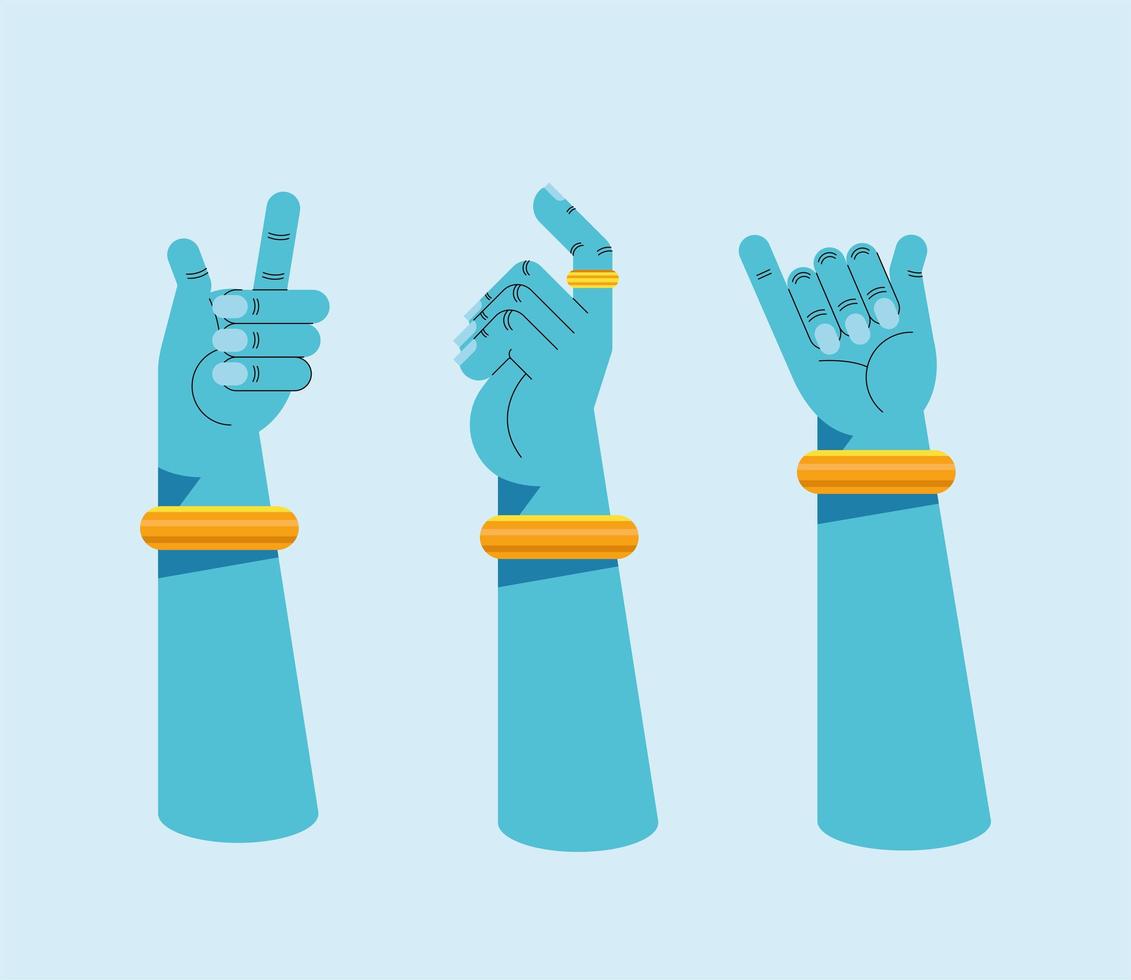 three lord hands vector