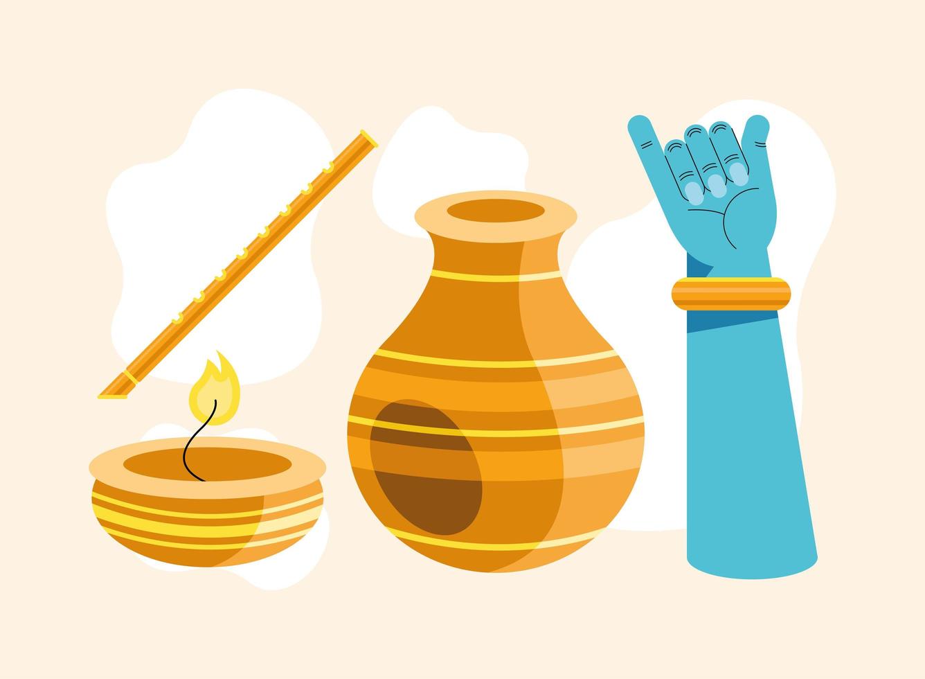 hand and govardhan puja icons vector