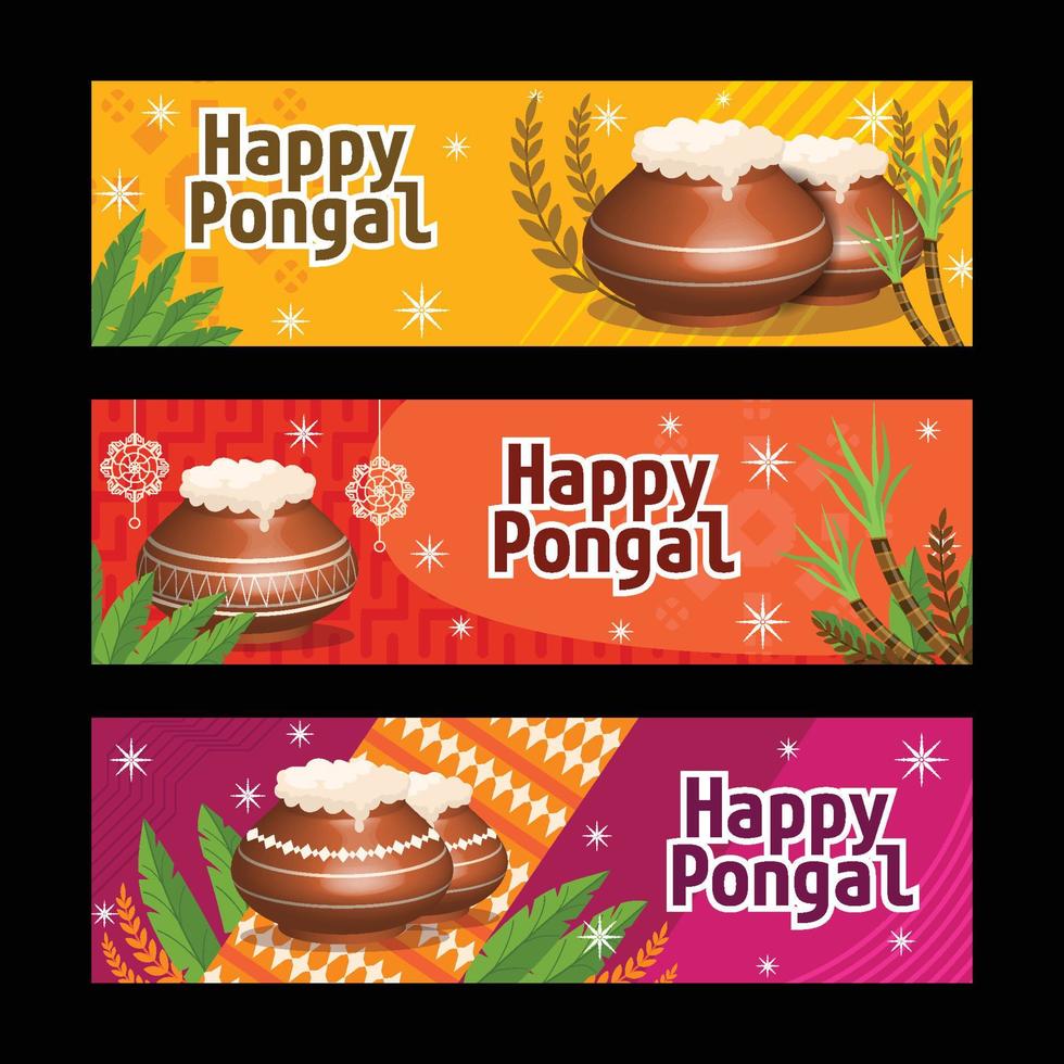 banner de saludo pongal feliz vector