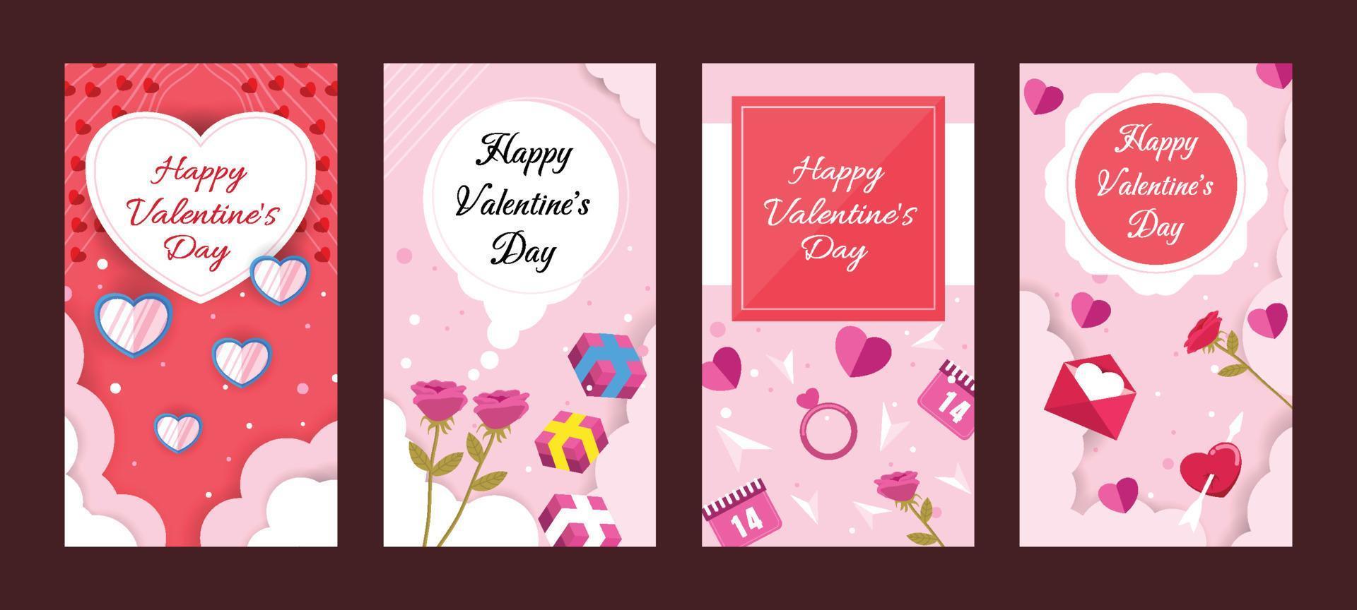 Valentine's Day Instagram Posts Card vector