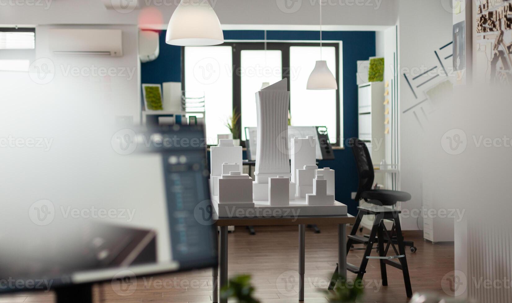 Empty workplace for architectural business photo