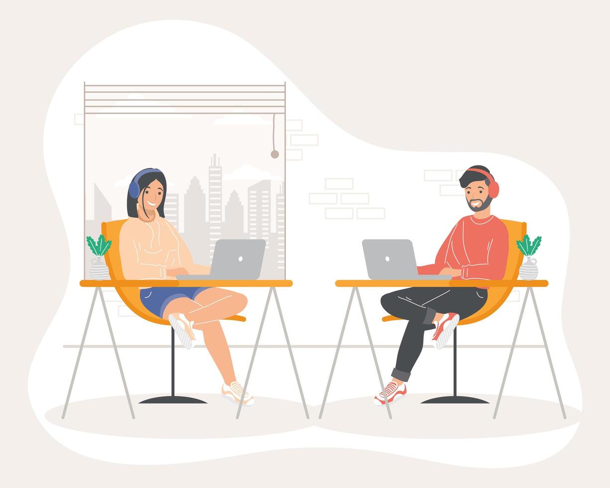 coworkers couple characters vector