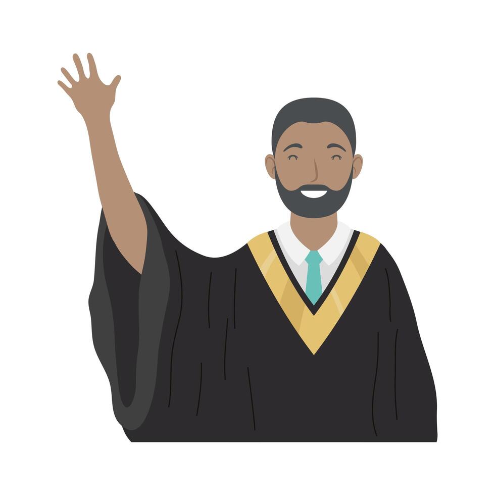 graduado hombre barbudo afro vector