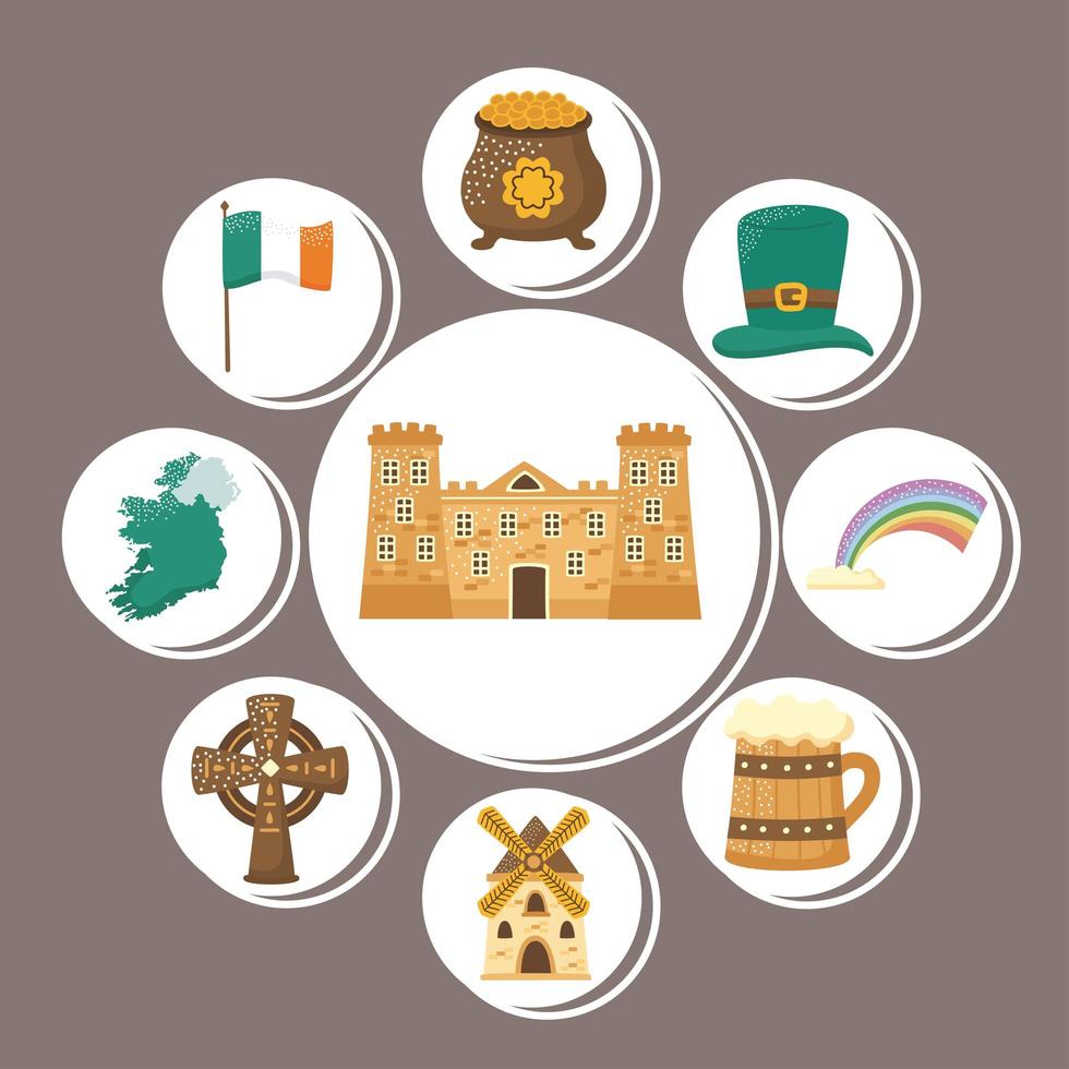 ireland culture nine icons vector