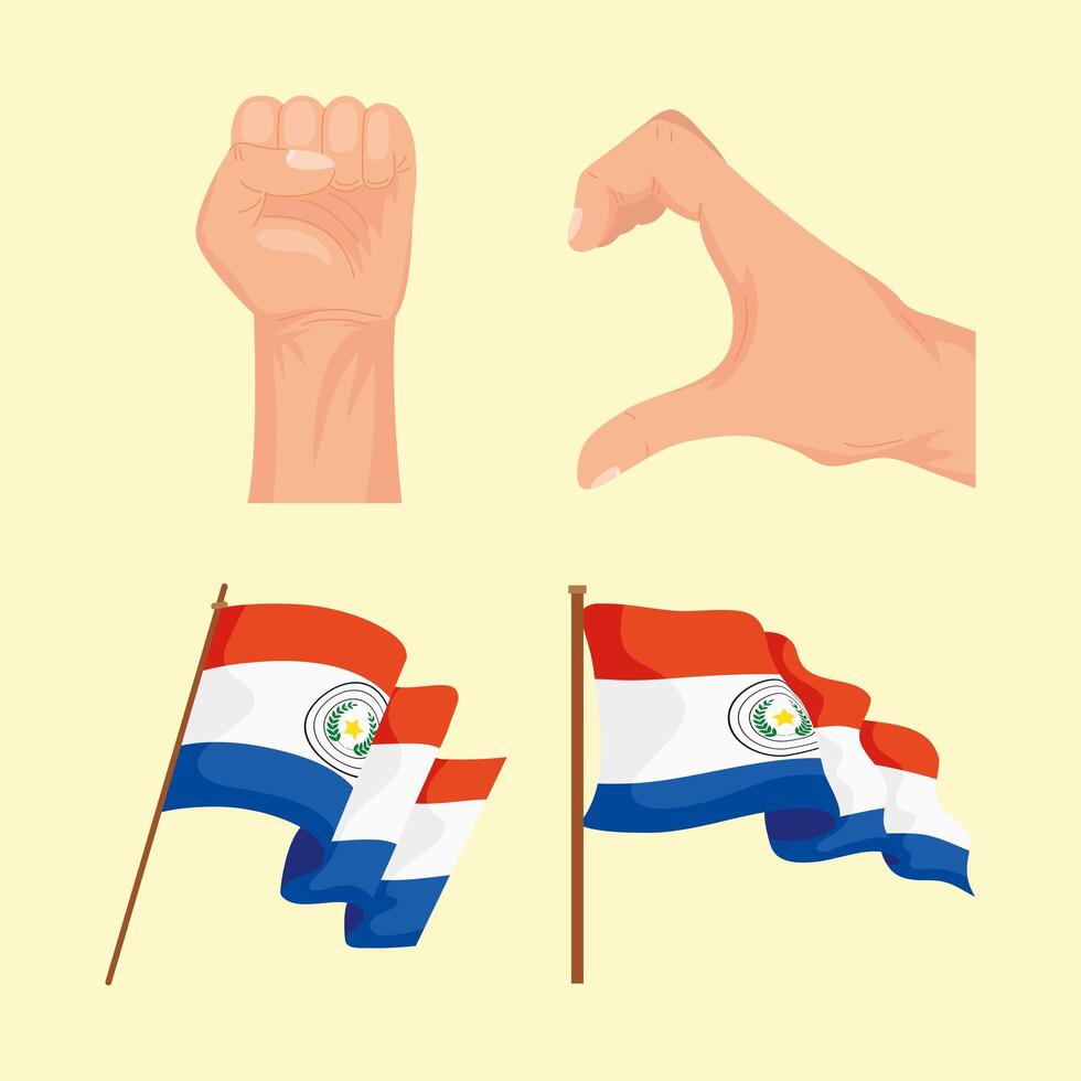 cuatro iconos de país paraguay vector