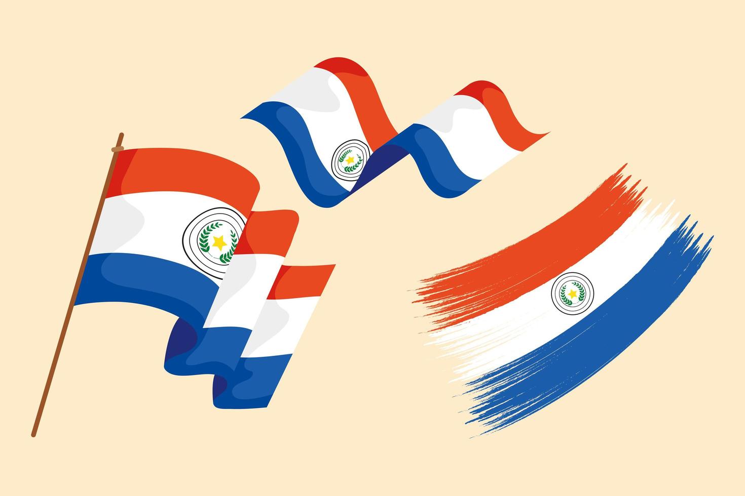 Paraguay three flags vector