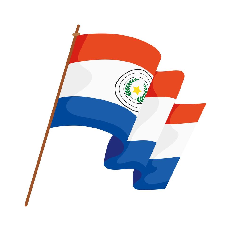 Paraguay flag in pole vector