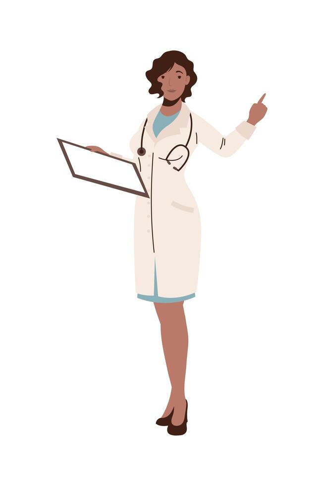 female doctor with checklist vector