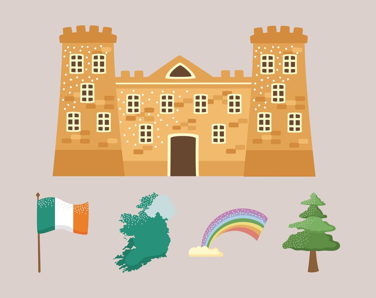 cinco iconos de la cultura de irlanda vector