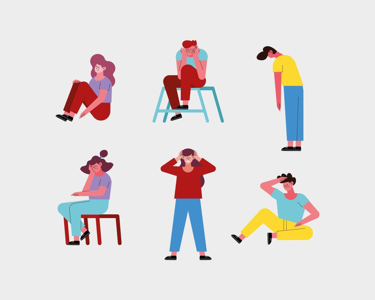 stressed people set vector