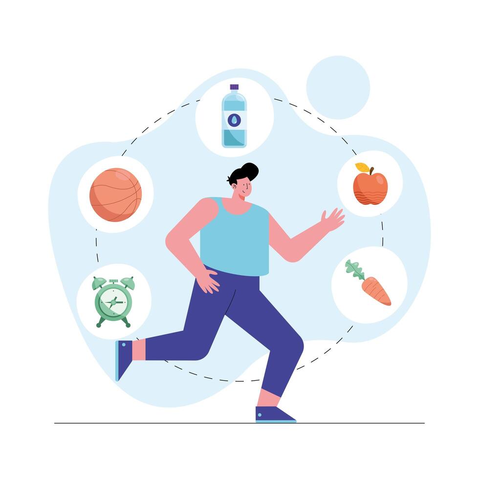 man running with healthy icons vector