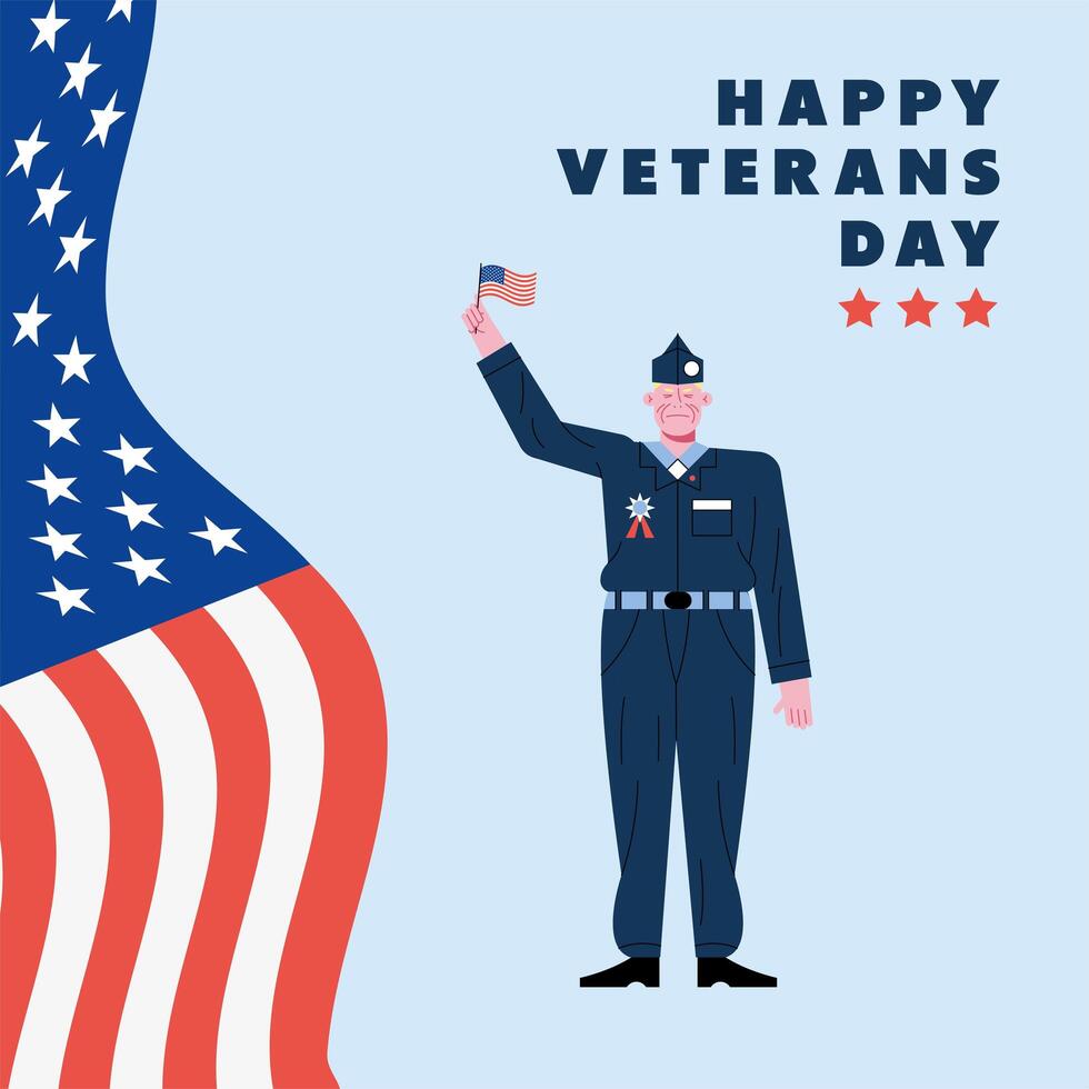 happy veterans day card vector