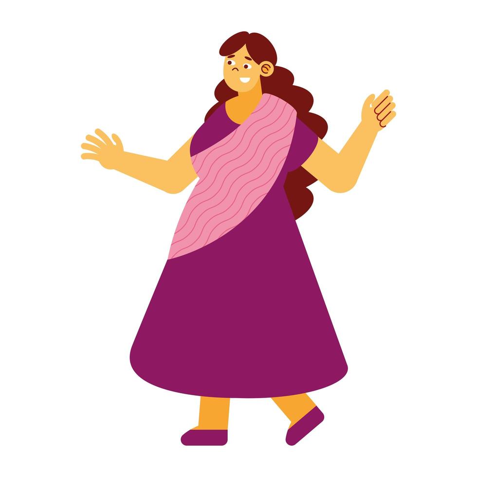 happy hindu woman vector