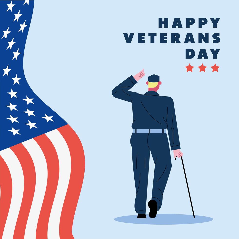 happy veterans day lettering vector