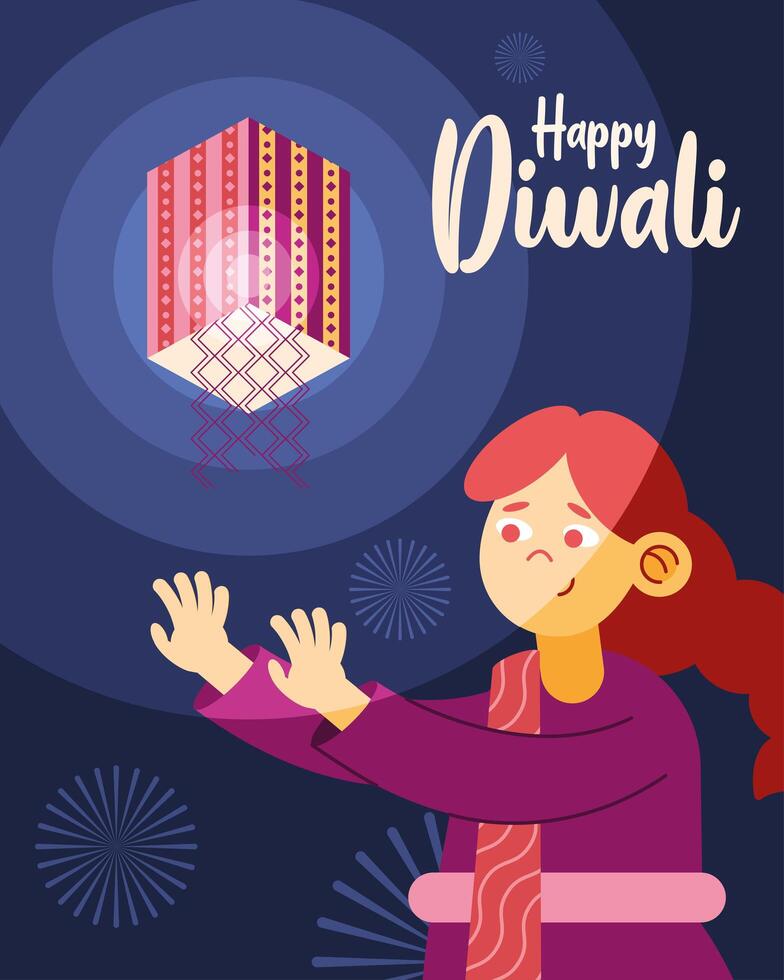 happy diwali celebration event vector