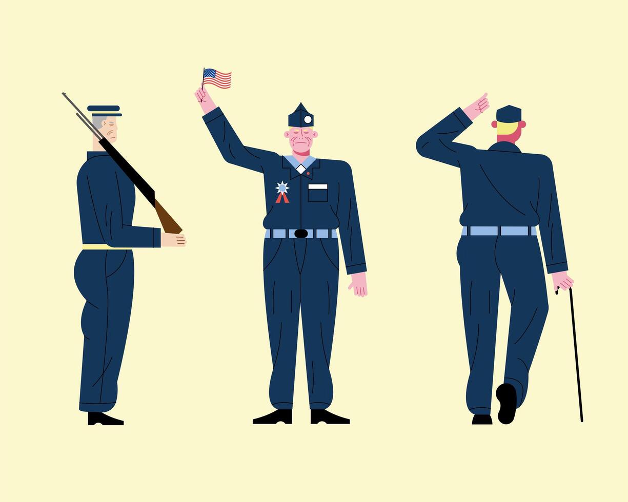 veterans three characters vector