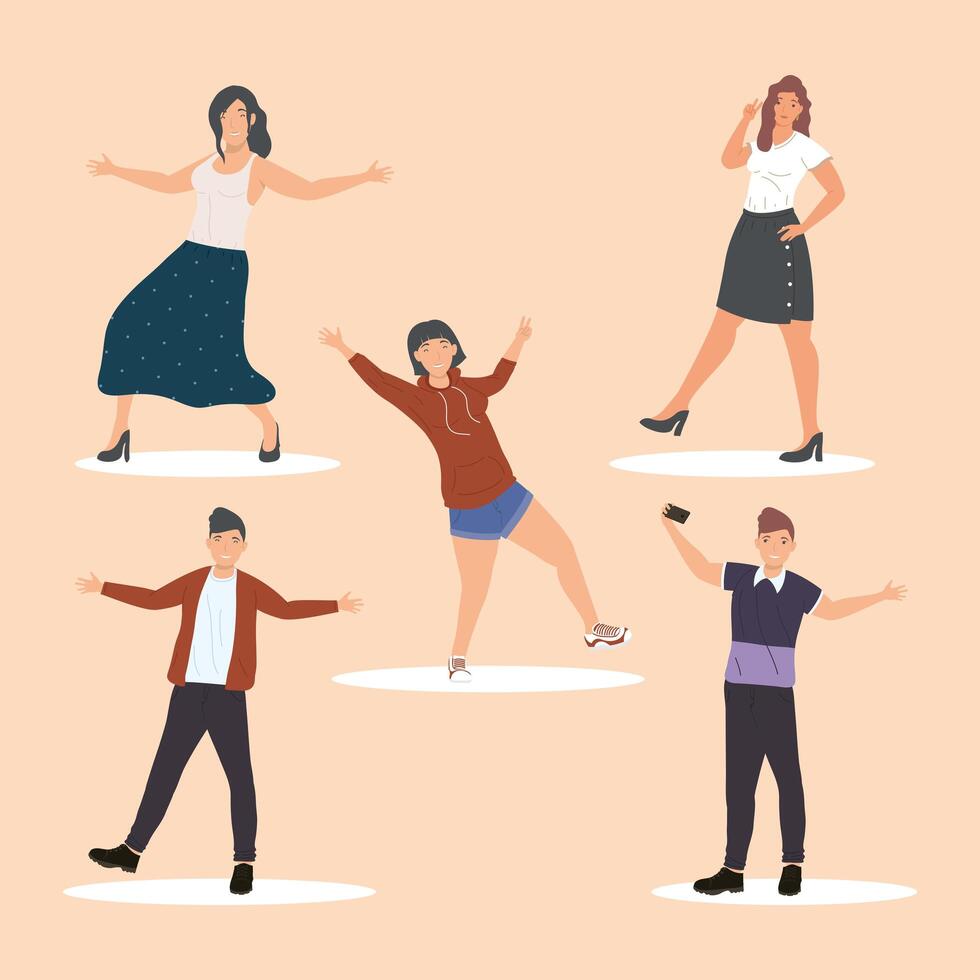 group of five friends vector