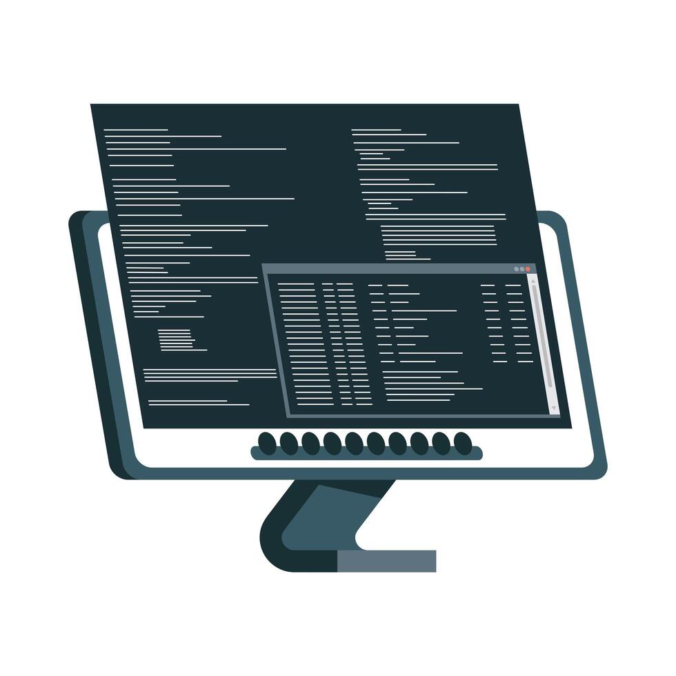 desktop with programming code vector
