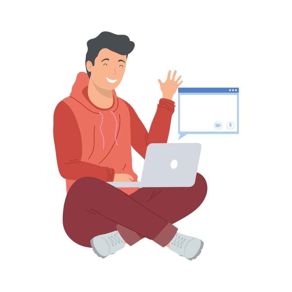 man using laptop vector