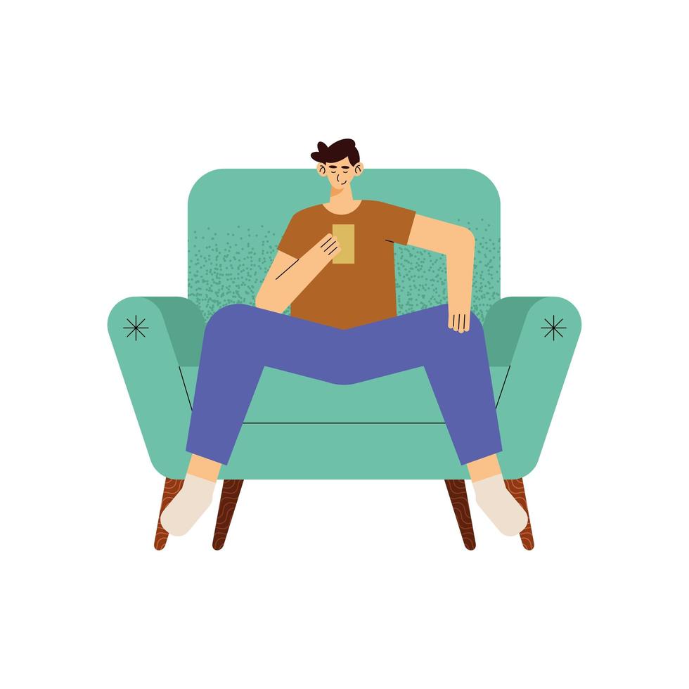 man drinking beer in couch vector