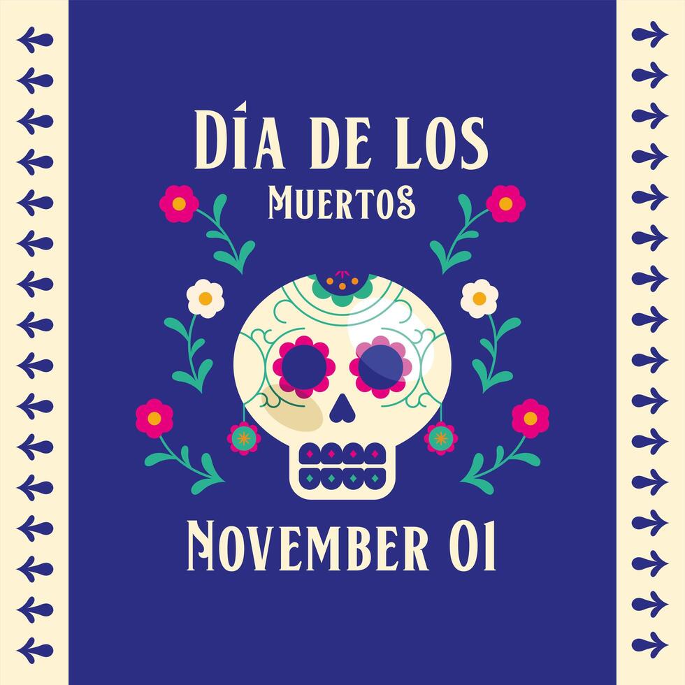 postal del día de muertos vector