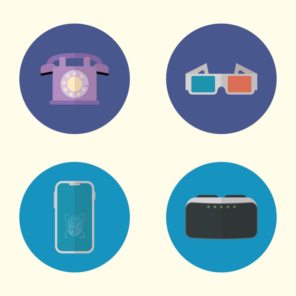 flat design gadgets technology icons vector