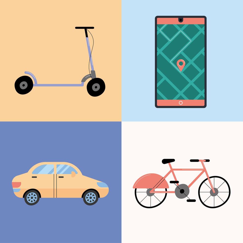 Rental vehicles icons vector
