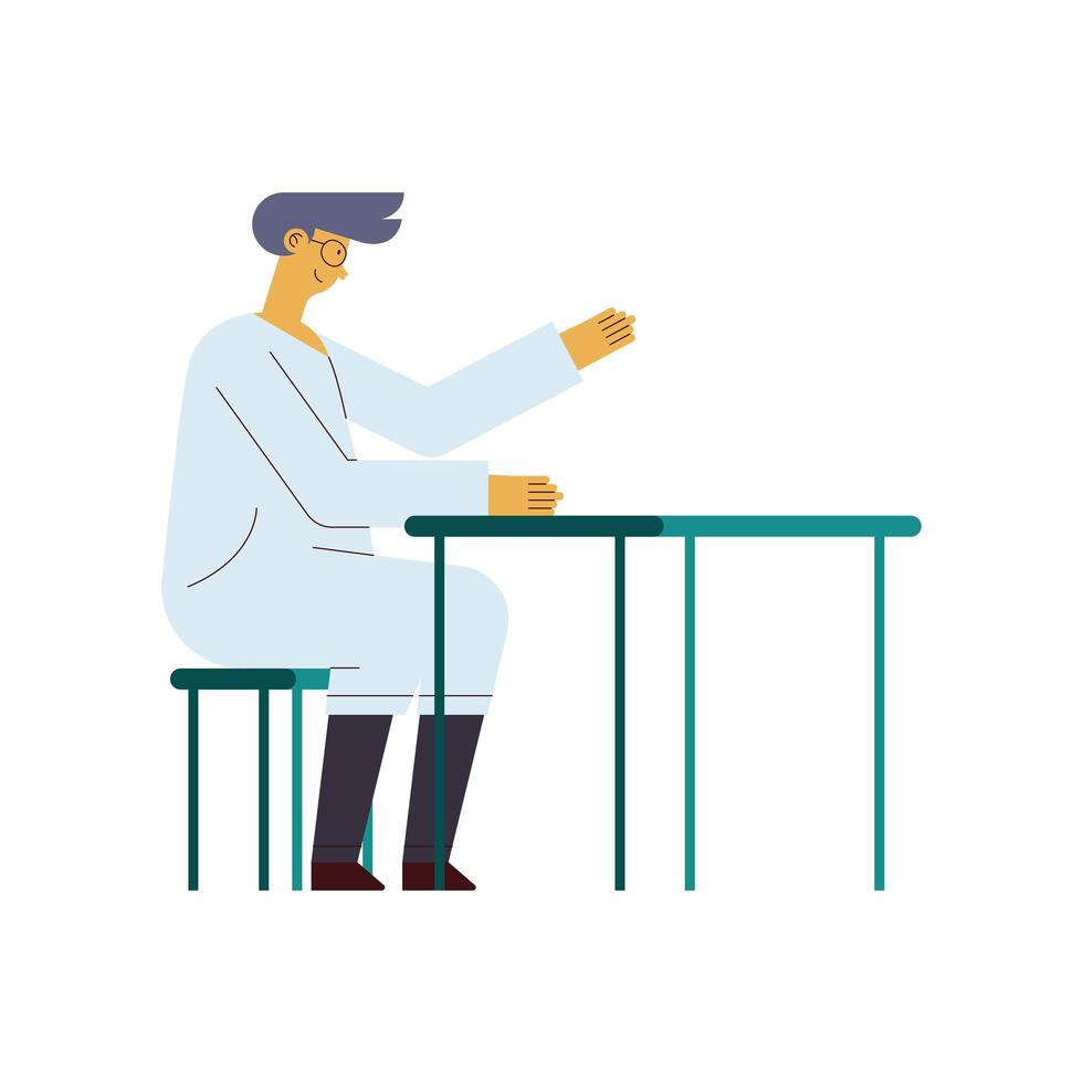 man scientist at desk vector